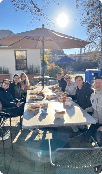 Team members having lunch