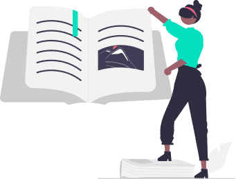 Female student with large book