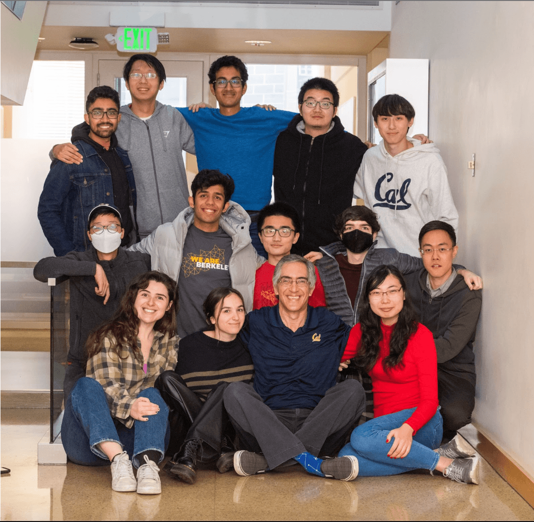 Photo of Arihant Choudhary and his research lab at UC Berekeley
