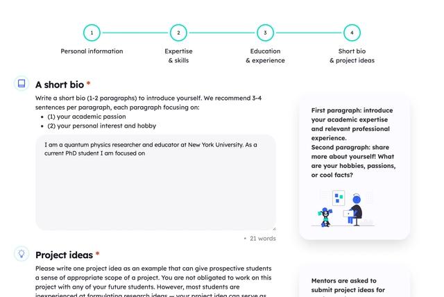 Complete your mentor profile